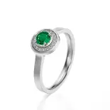 Pierścionek z szmaragdem i brylantami białe złoto AJPZ_108